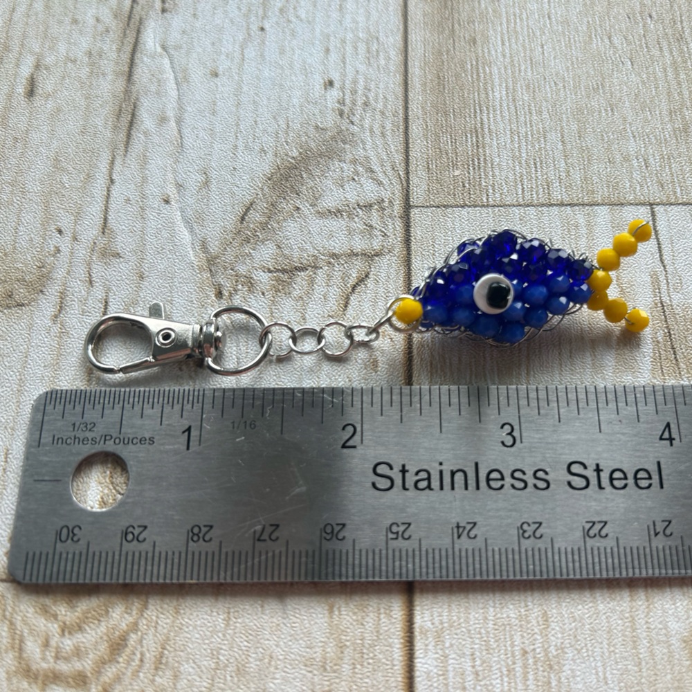 Blue Beaded Fish Keychain - Picture 4 of 4